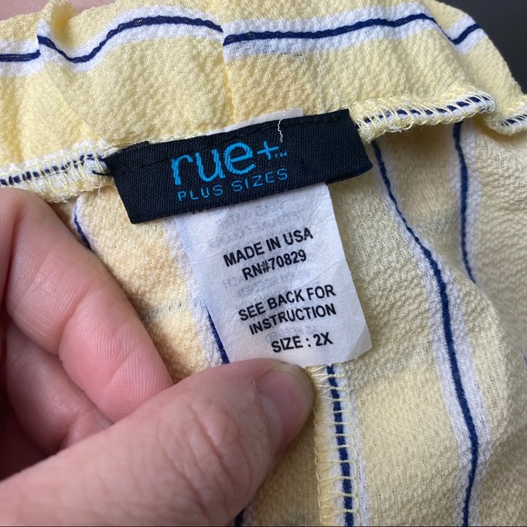 Rue21 Plus Yellow Blue Stripe Off Shoulder Blouse - Picture 4 of 4